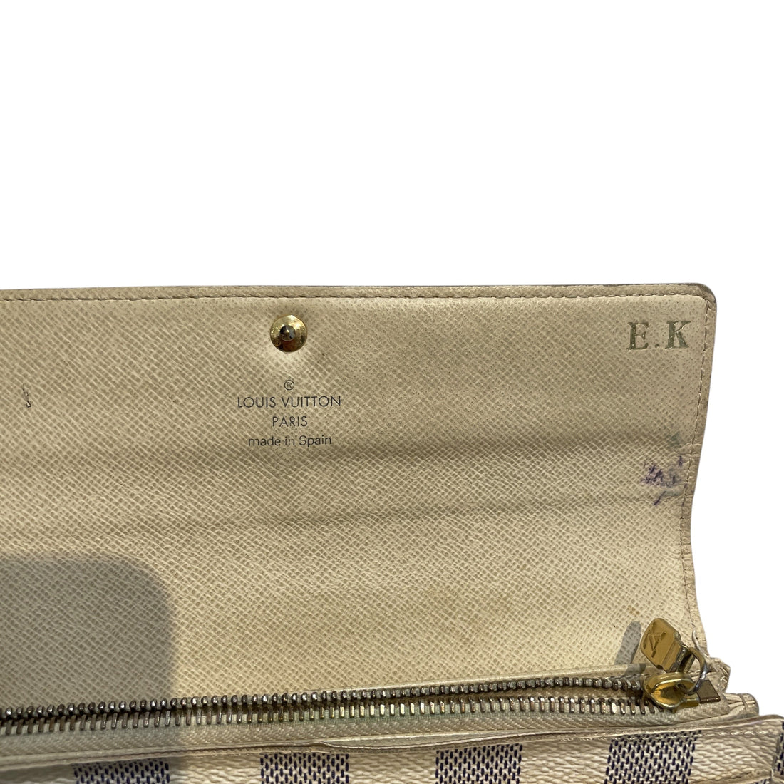 LOUIS VUITTON/Long Wallet/Monogram/Leather/CRM/Damier Azur Portefeuille Sarah