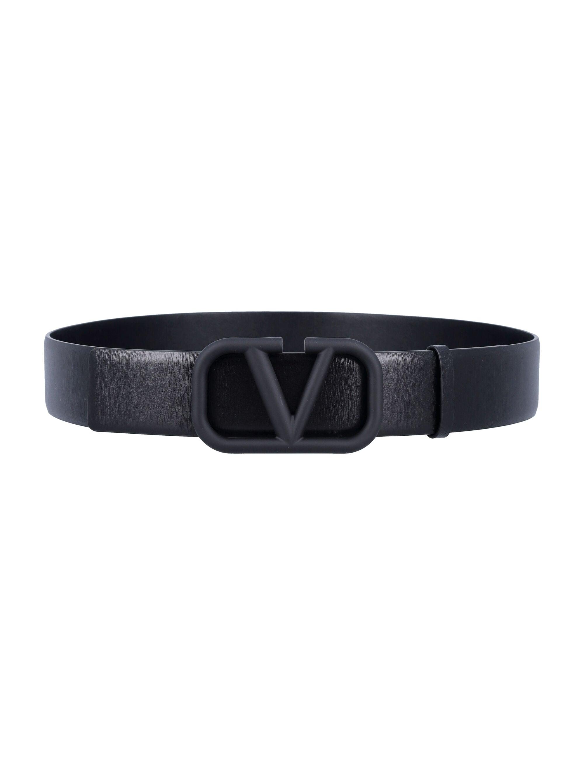 VALENTINO GARAVANI Signature Leather Belt with Vlogo Buckle - 4cm