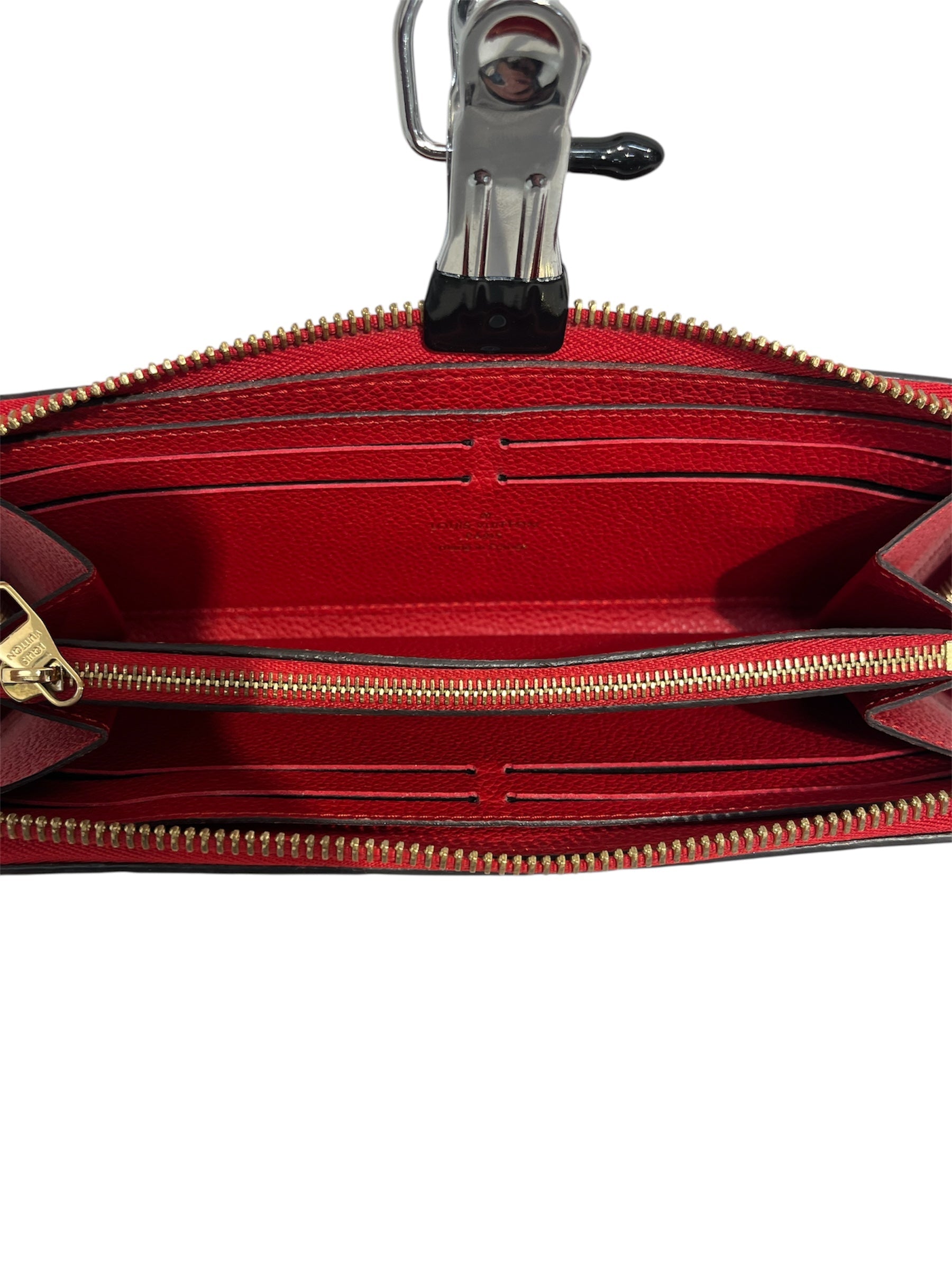 LOUIS VUITTON/Long Wallet/Monogram/Leather/RED/red w/zip closure