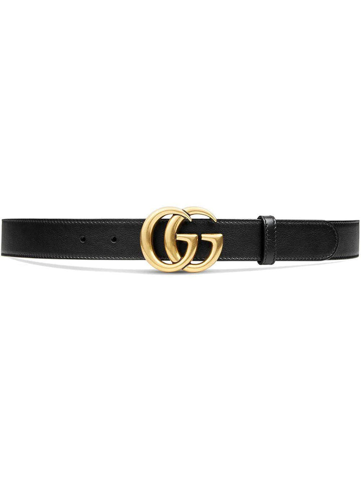 GUCCI Leather Belt with Double G Buckle - Height 3cm