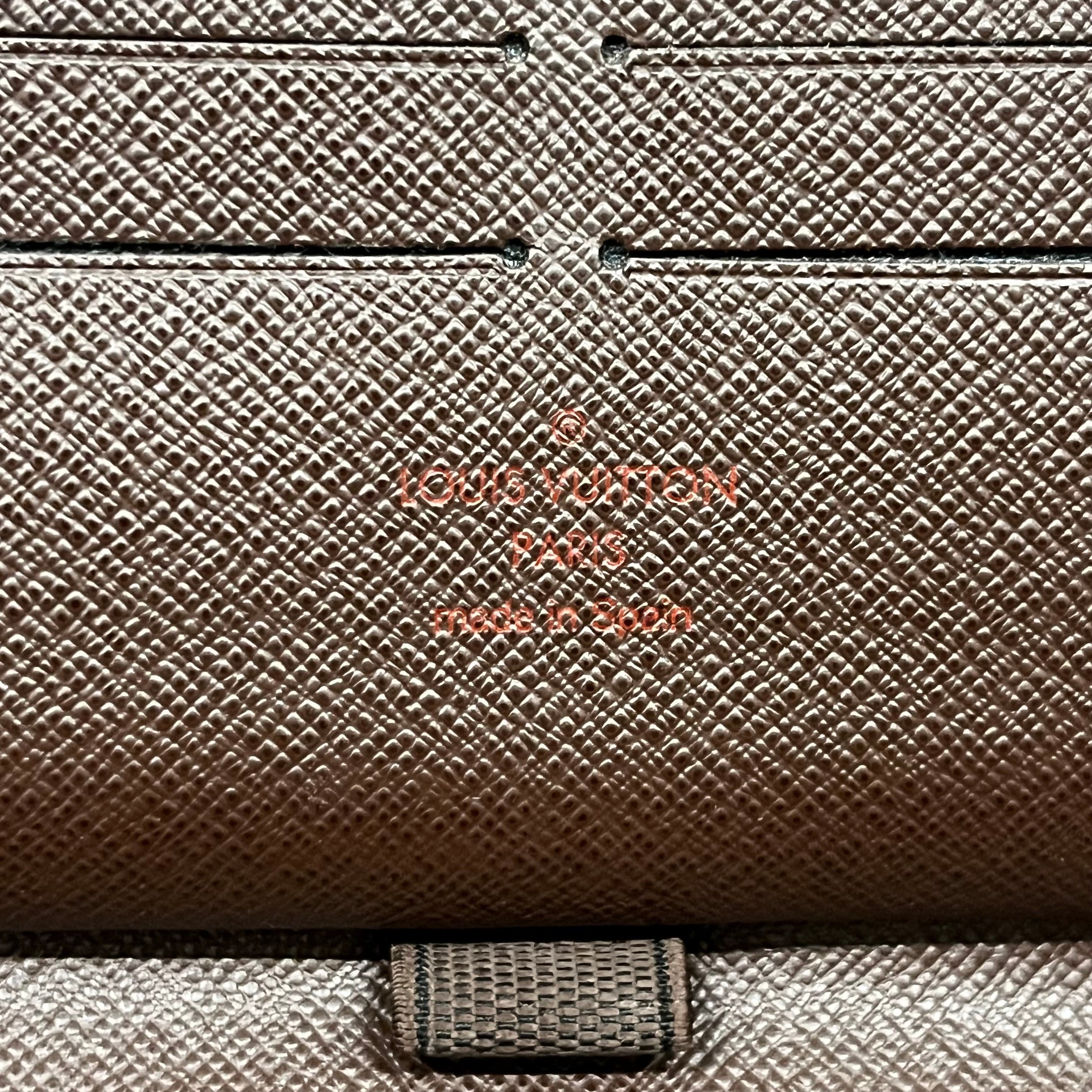 LOUIS VUITTON/Long Wallet/Leather/BRW/Damier Ebene Canvas