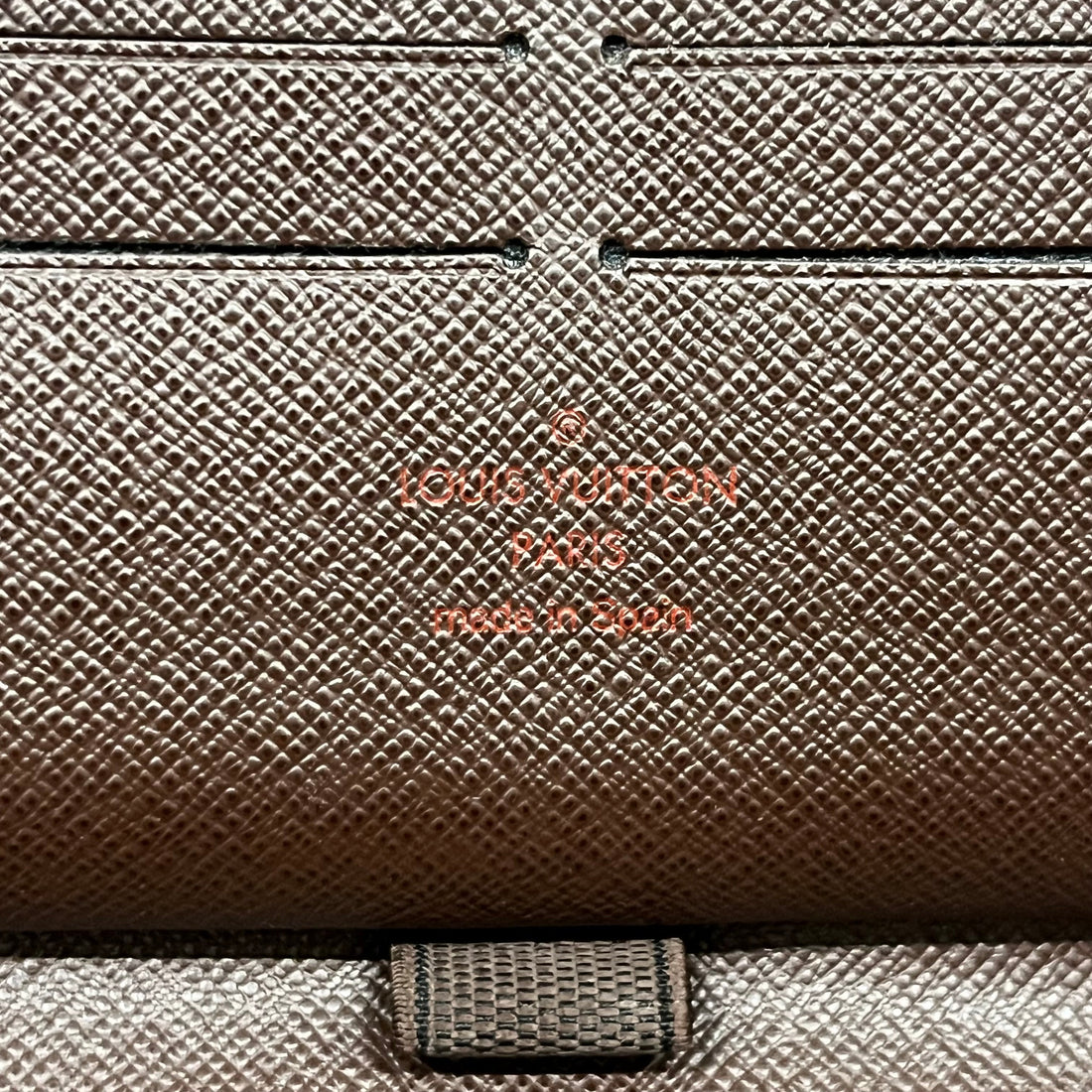 LOUIS VUITTON/Long Wallet/Leather/BRW/Damier Ebene Canvas
