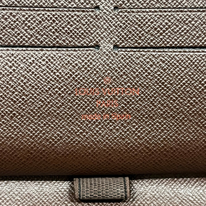LOUIS VUITTON/Long Wallet/Leather/BRW/Damier Ebene Canvas