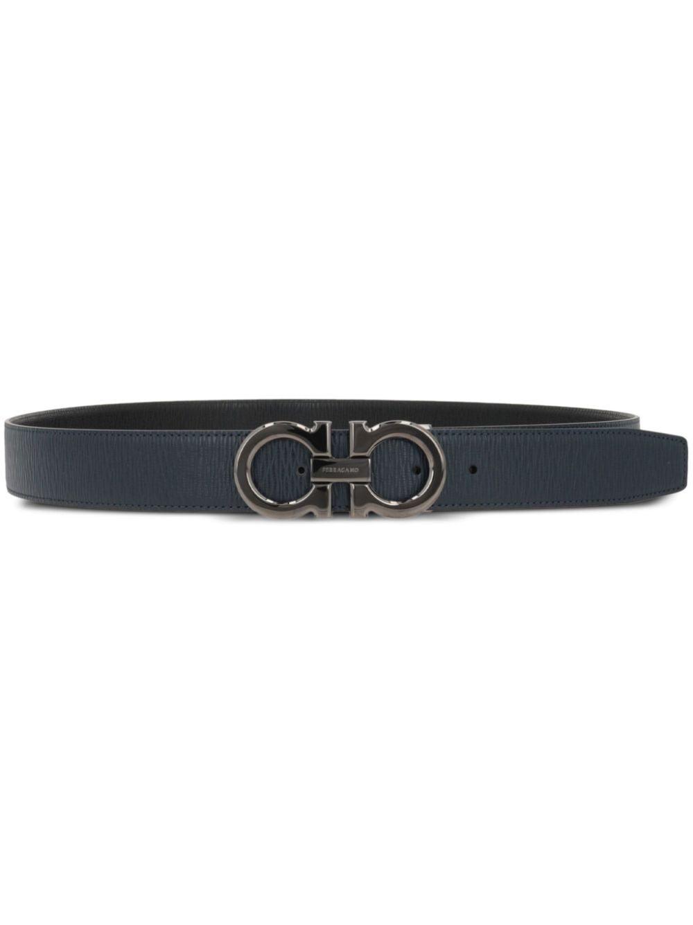 Ferragamo Reversible Adjustable Semi-Matte Gancini Hook Belt