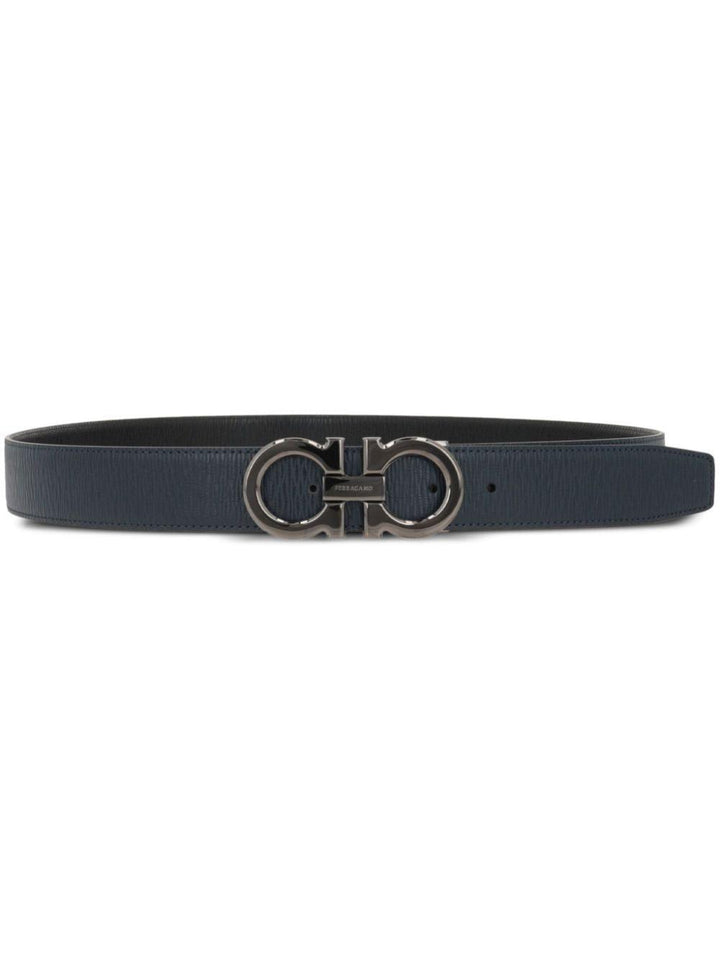 Ferragamo Reversible Adjustable Semi-Matte Gancini Hook Belt