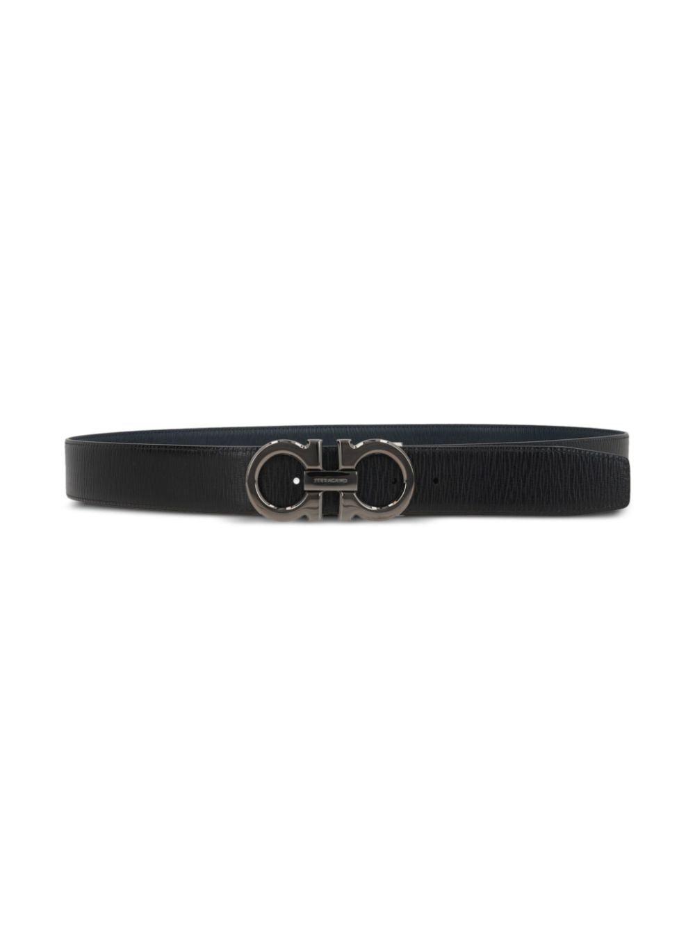 Ferragamo Reversible Adjustable Semi-Matte Gancini Hook Belt