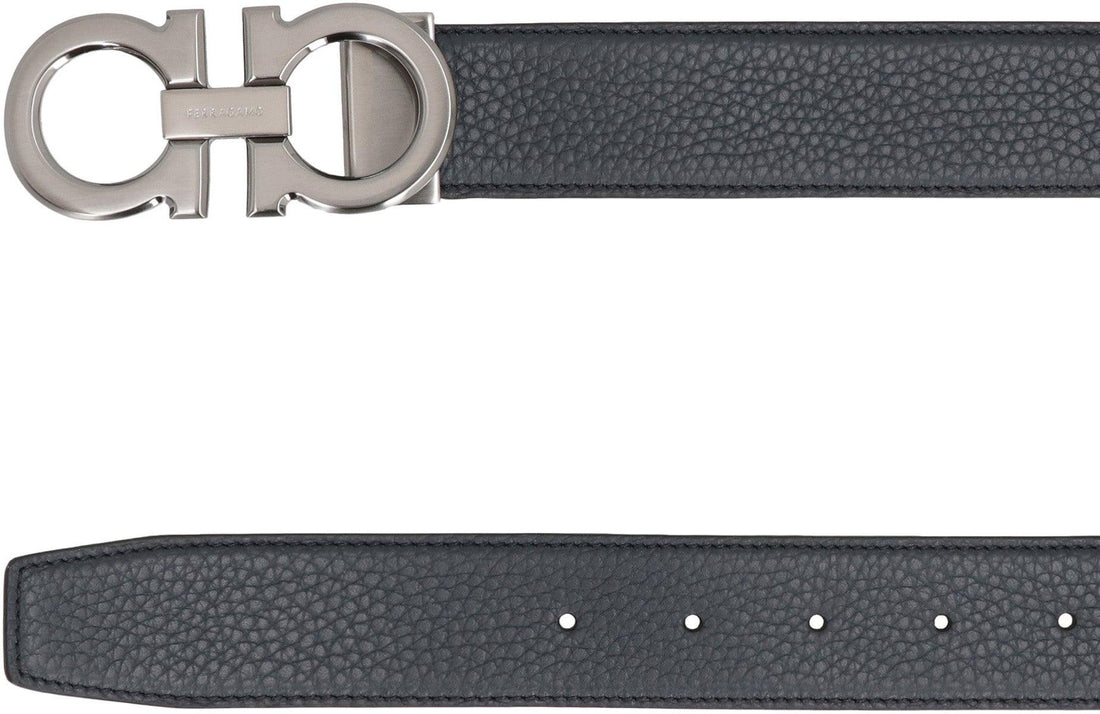 Ferragamo Reversible Leather Belt with Gancini Hook - 3.5 cm Height