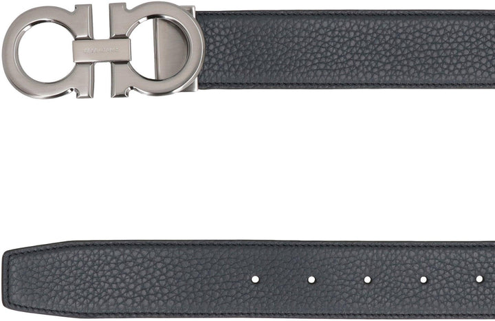 Ferragamo Reversible Leather Belt with Gancini Hook - 3.5 cm Height