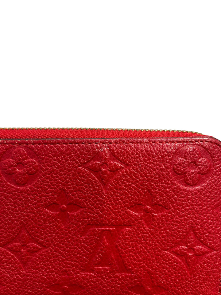 LOUIS VUITTON/Long Wallet/Monogram/Leather/RED/red w/zip closure
