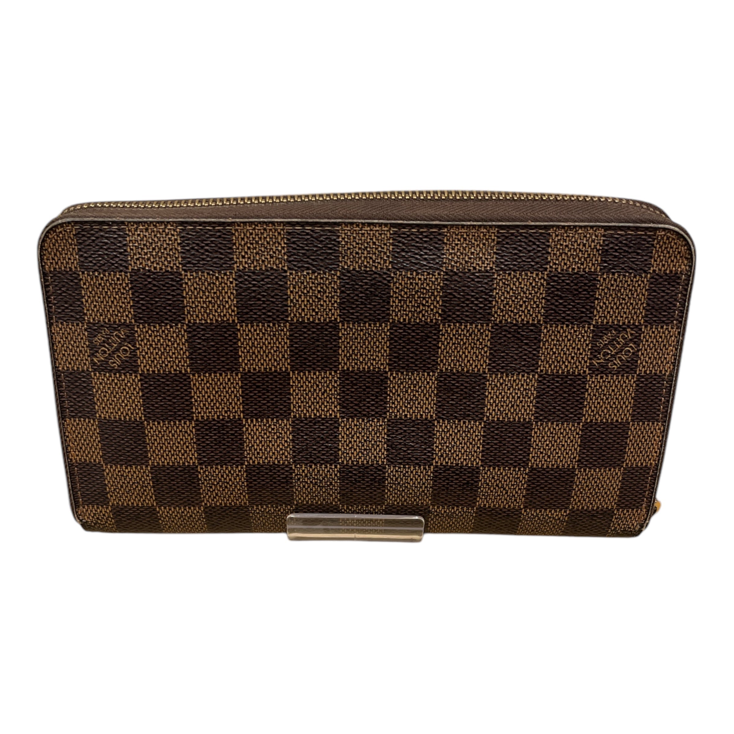 LOUIS VUITTON/Long Wallet/Leather/BRW/Damier Ebene Canvas