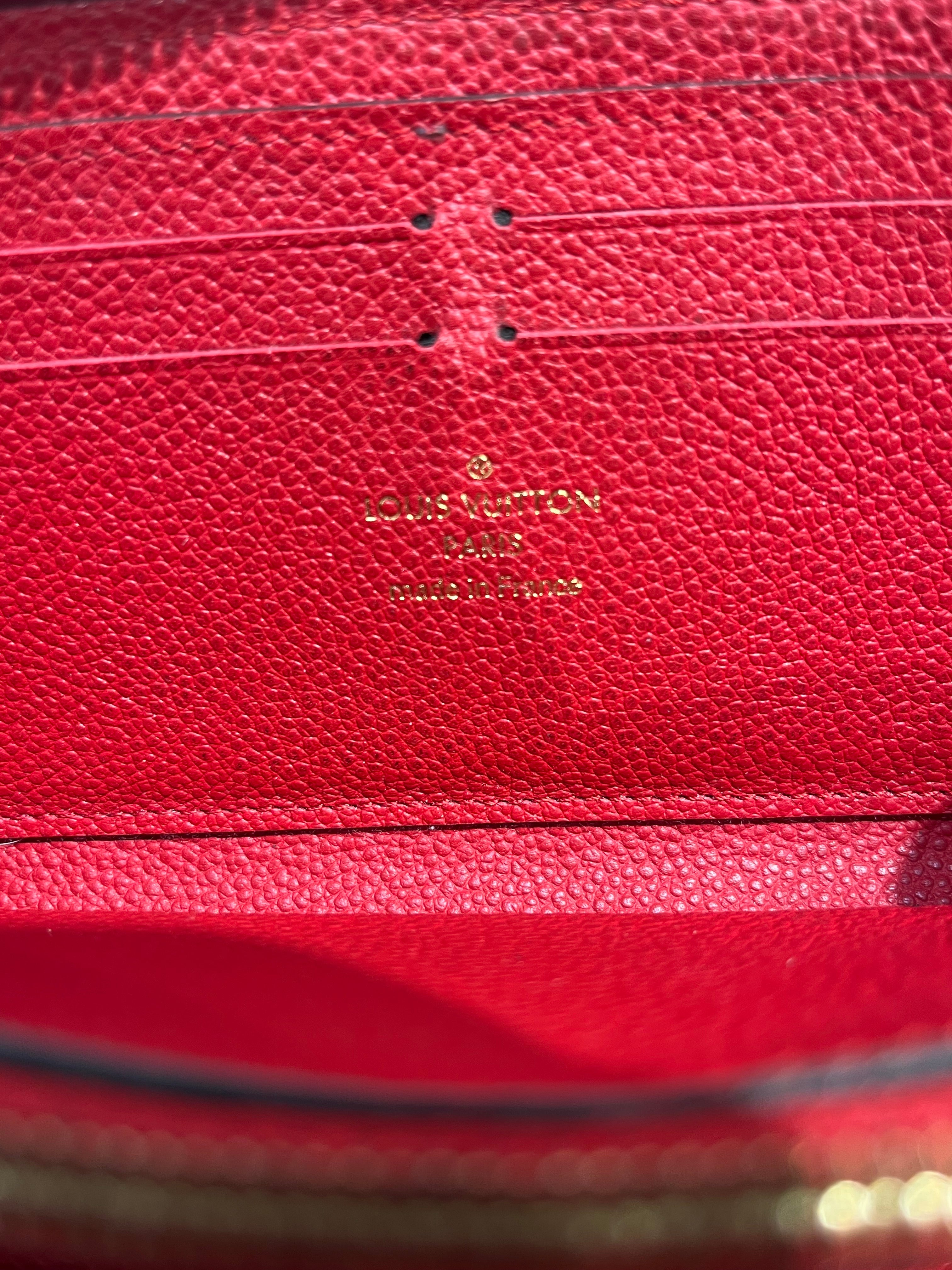 LOUIS VUITTON/Long Wallet/Monogram/Leather/RED/red w/zip closure