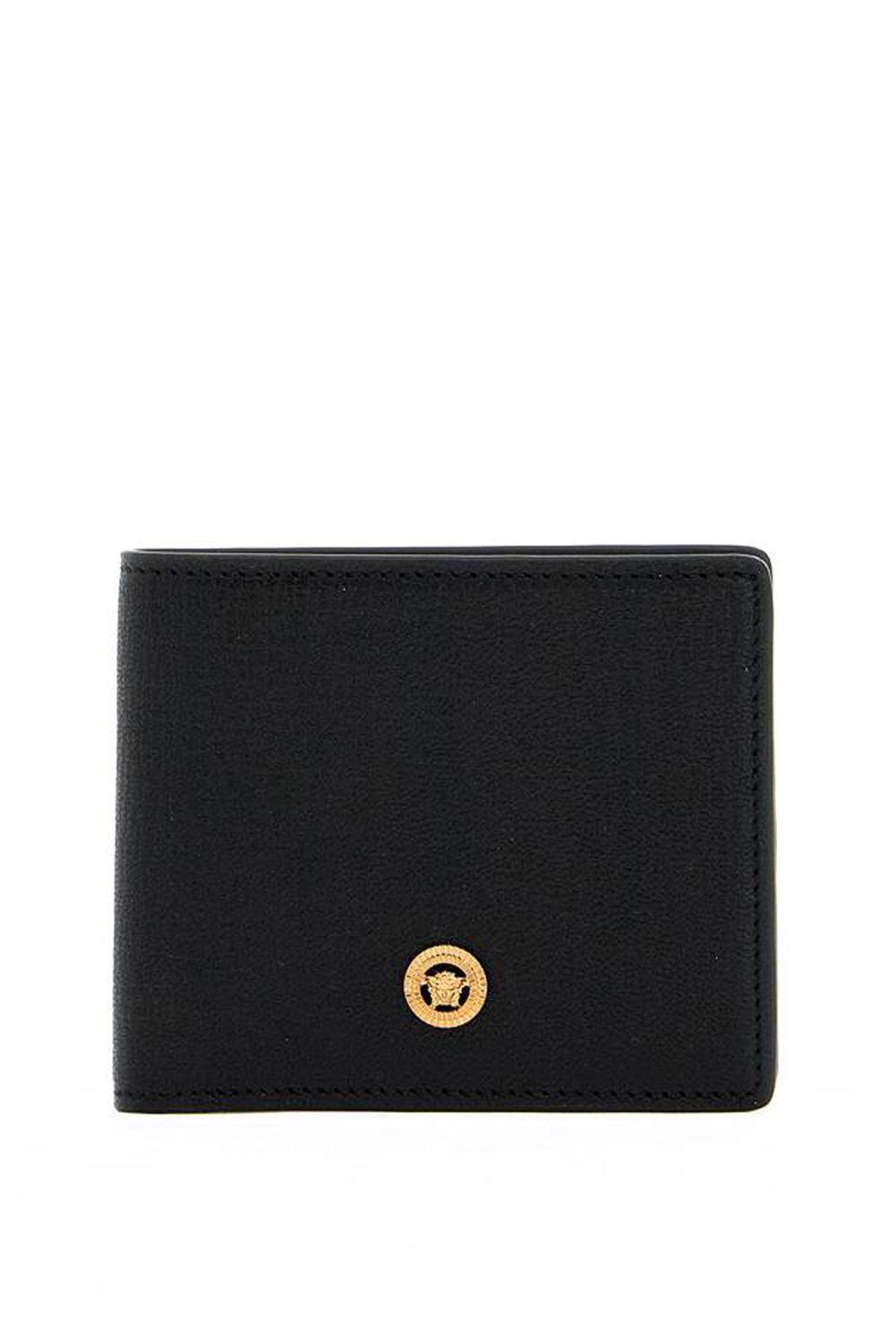 VERSACE Mini Grainy Leather Wallet with Medusa Emblem