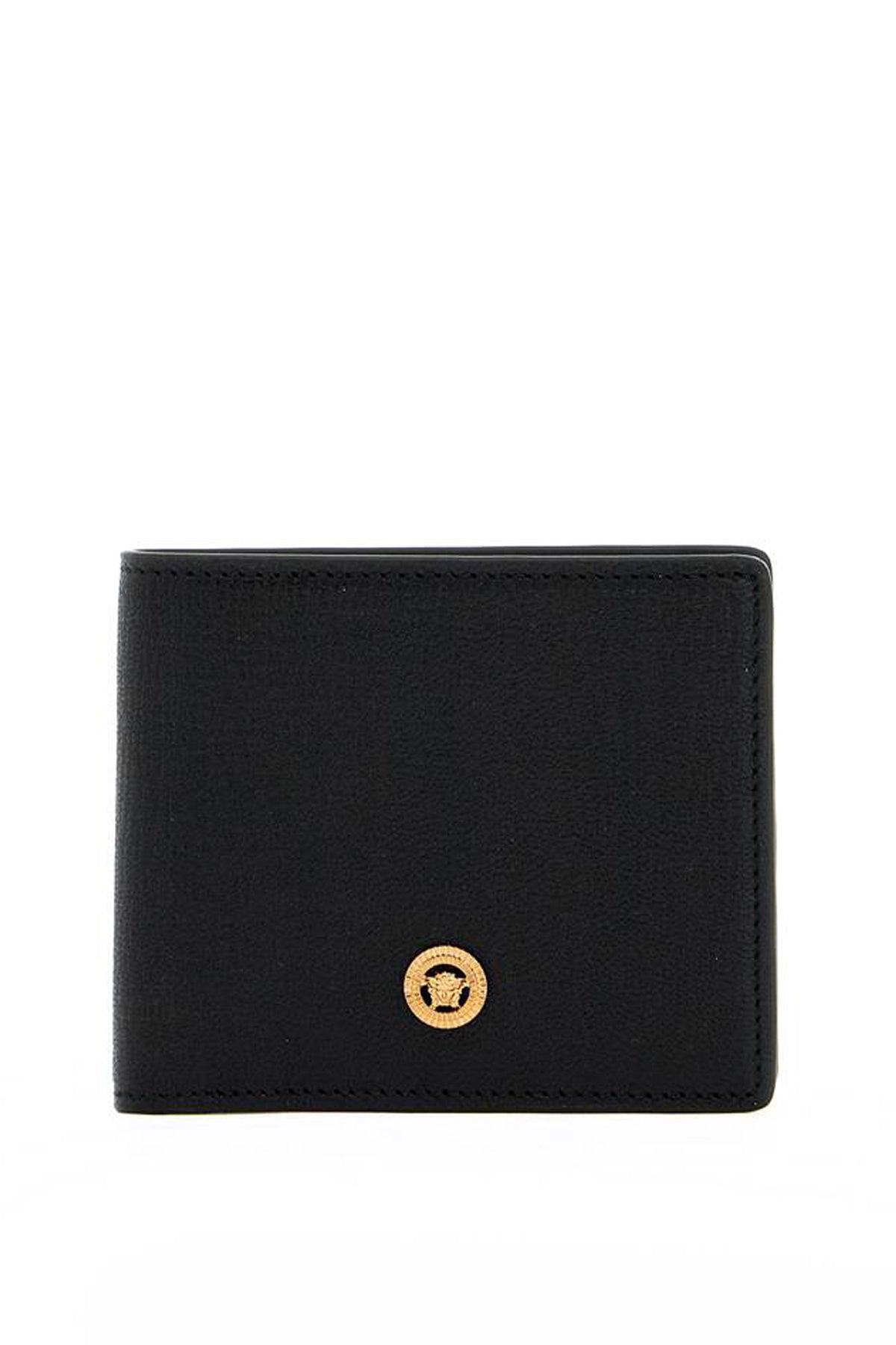 VERSACE Mini Grainy Leather Wallet with Medusa Emblem