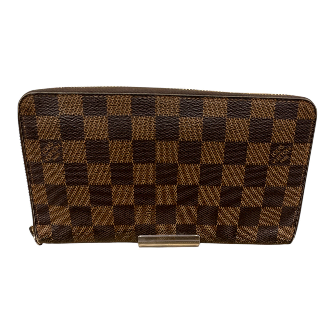 LOUIS VUITTON/Long Wallet/Leather/BRW/Damier Ebene Canvas