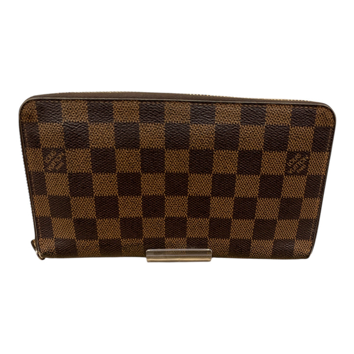LOUIS VUITTON/Long Wallet/Leather/BRW/Damier Ebene Canvas