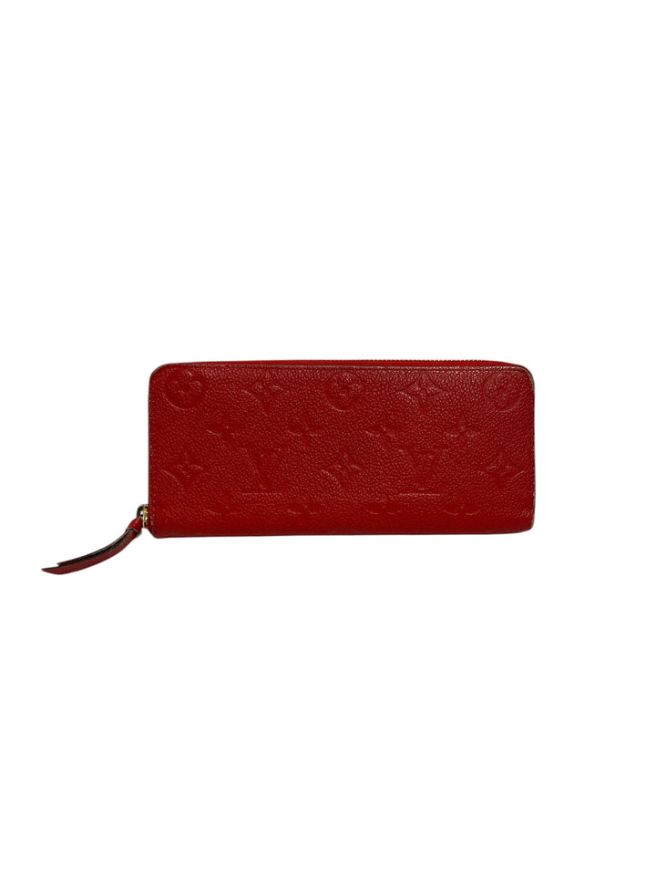 LOUIS VUITTON/Long Wallet/Monogram/Leather/RED/red w/zip closure