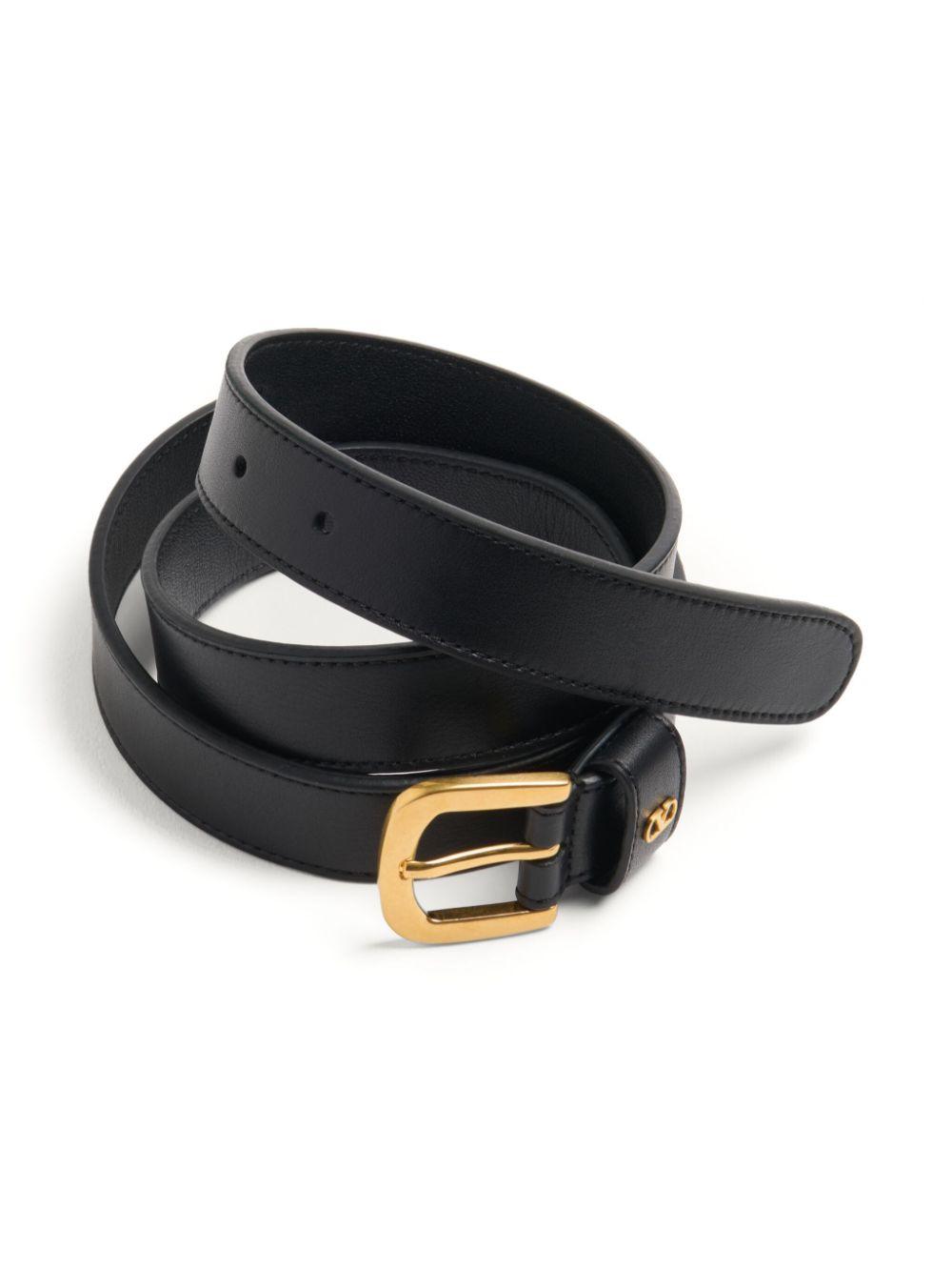 VALENTINO GARAVANI Signature Leather Belt with Logo Plaque for Men