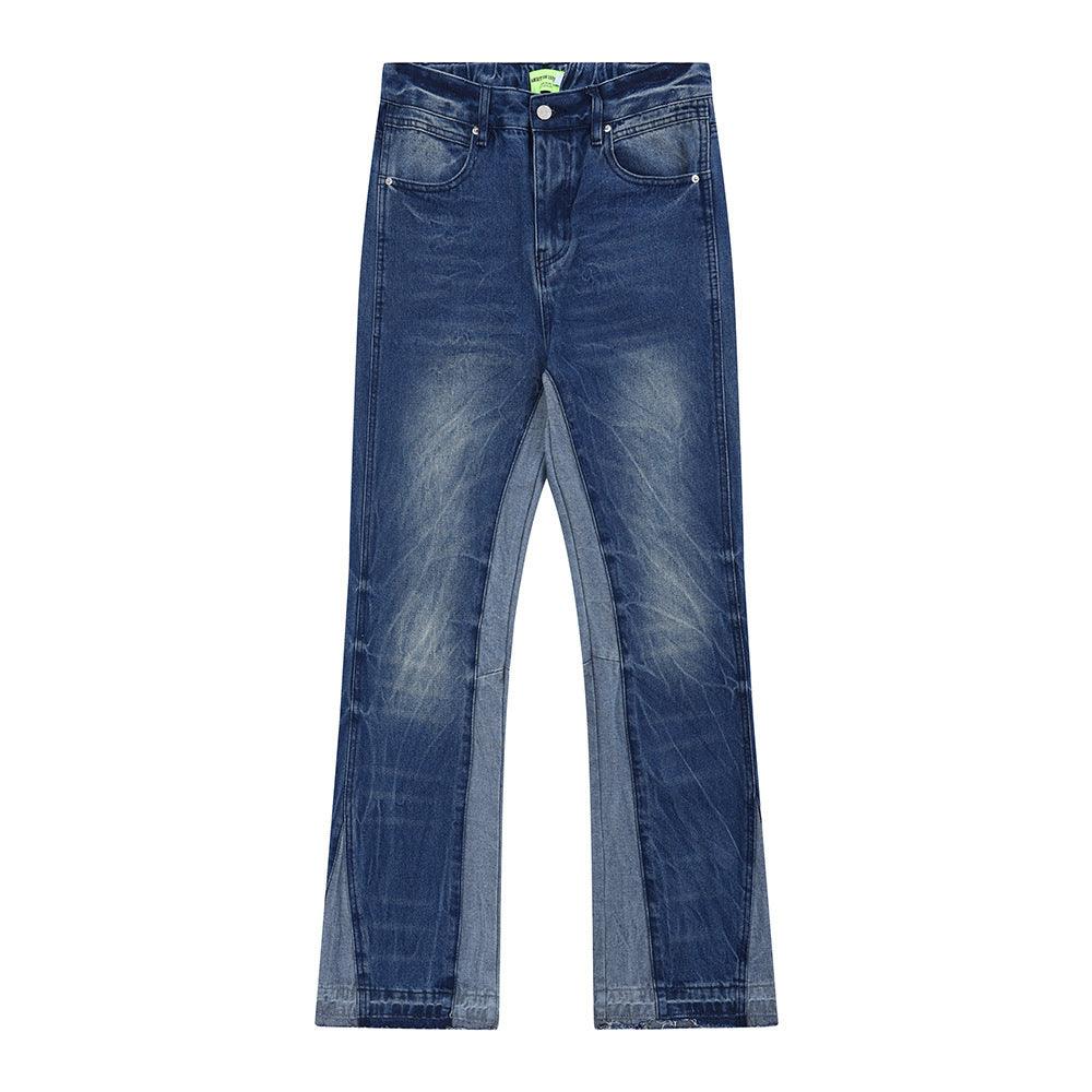 Washing And Splicing Casual Denim Trousers