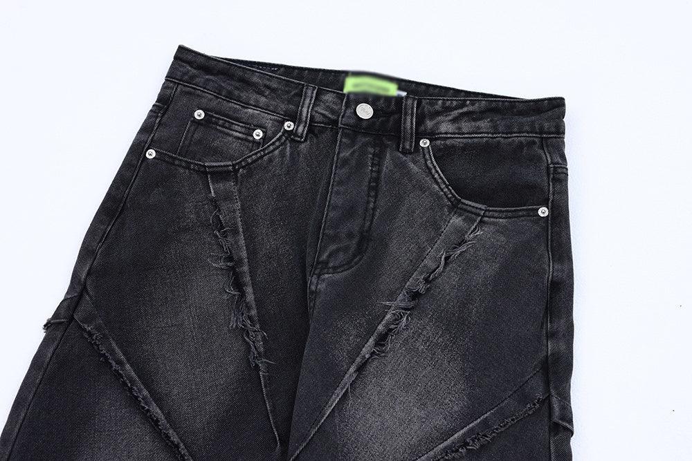 Washed And Worn Frayed Cat Beard Stitching Casual Pants